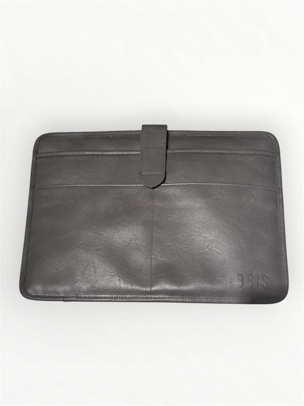 (2/$20) BÉIS Gray Padded Weekender Laptop Sleeve - Faux Leather Travel